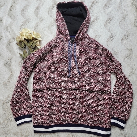 J Crew Speckled Jacquard Anorak Half Zip Oversized Hoodie Pullover Size XXS - Picture 1 of 12